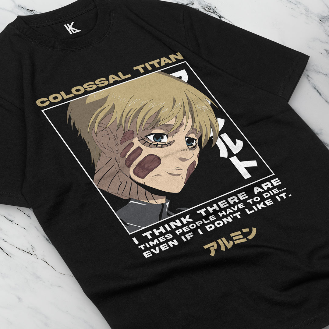 Armin Arlelt T-shirt Attack On Titan SNK Horror Anime Gift Black Shirt All Size