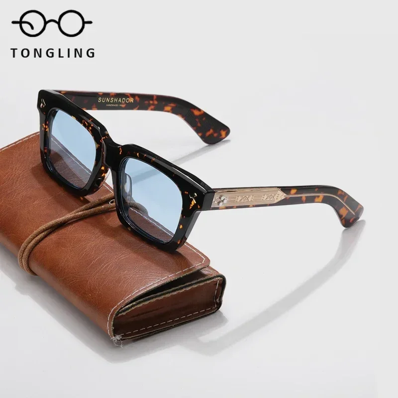 High-Quality Acetate Men Driving Designer Handmade Fashion Large Frame Tortoiseshell Sunglasses SQUENTIN Can Be Engraved LOGO