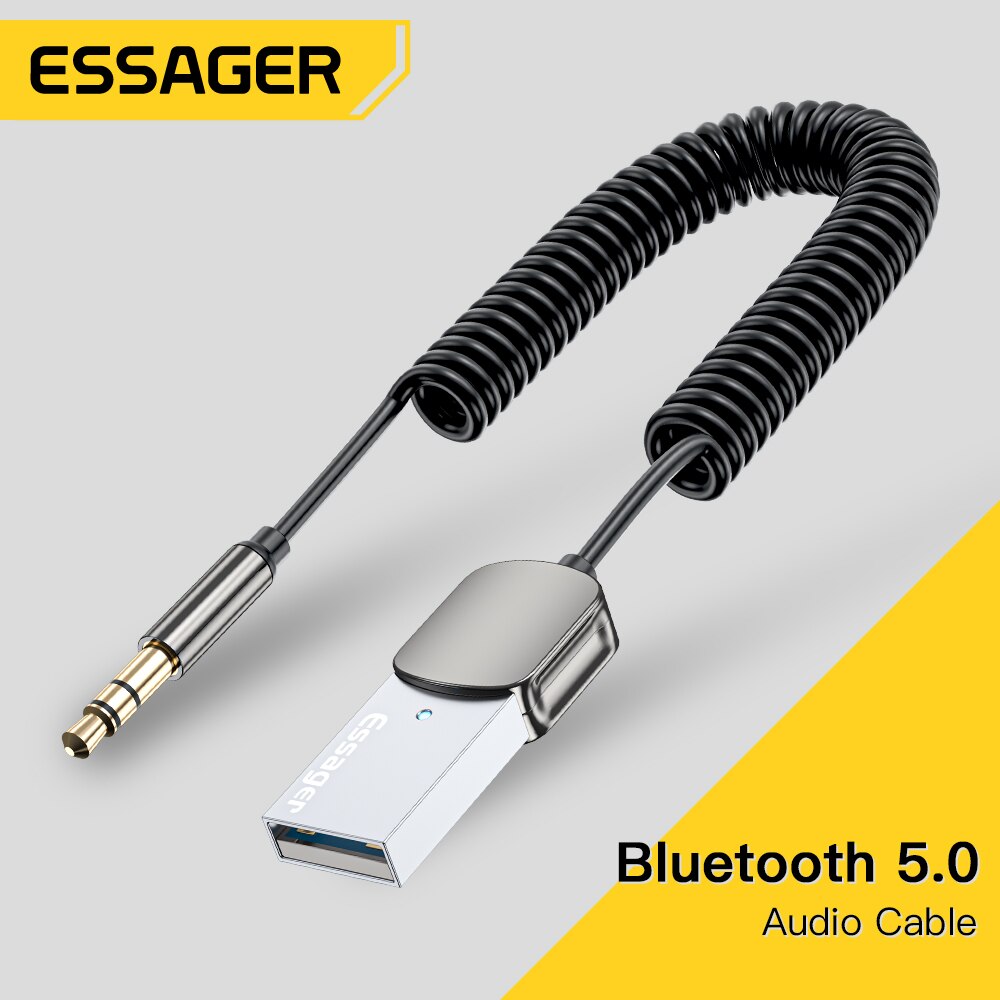Essager Bluetooth Audio Receiver Dongle USB To 3.5mm Jack Car Audio Aux Bluetooth 5.0 Zestaw głośnomówiący do odbiornika samochodowego BT Transmit