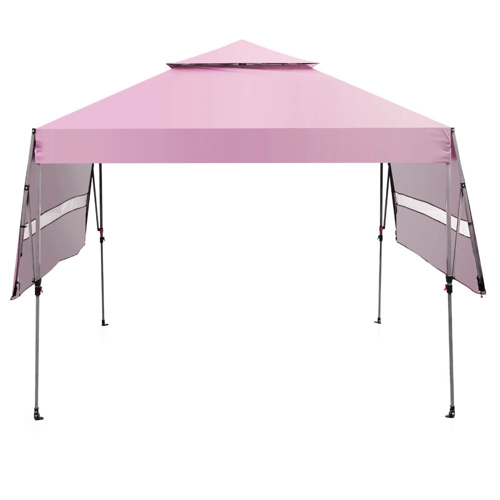 10'x17.6' Outdoor Instant Pop-up Canopy Tent Dual Half Awnings Adjust Patio Pink