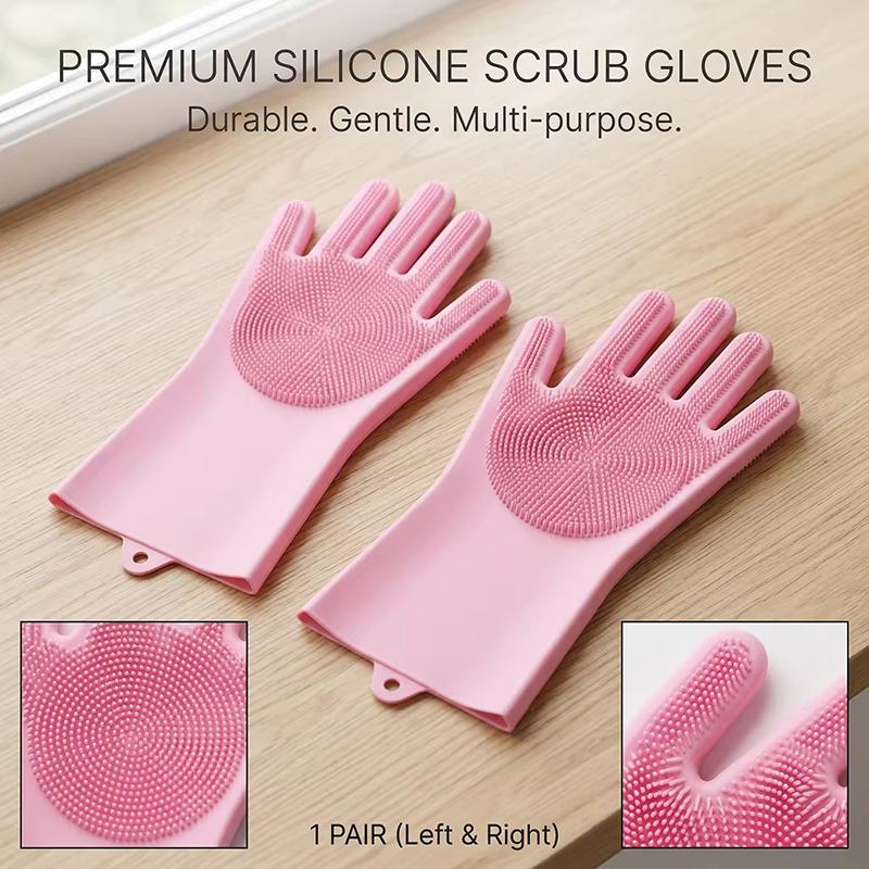 Waterproof Silicone Dishwashing, Laundry Gloves Kitchen Supplies Household Use No Harm To Hands Pet Bathing Cleaning Gloves Soft
