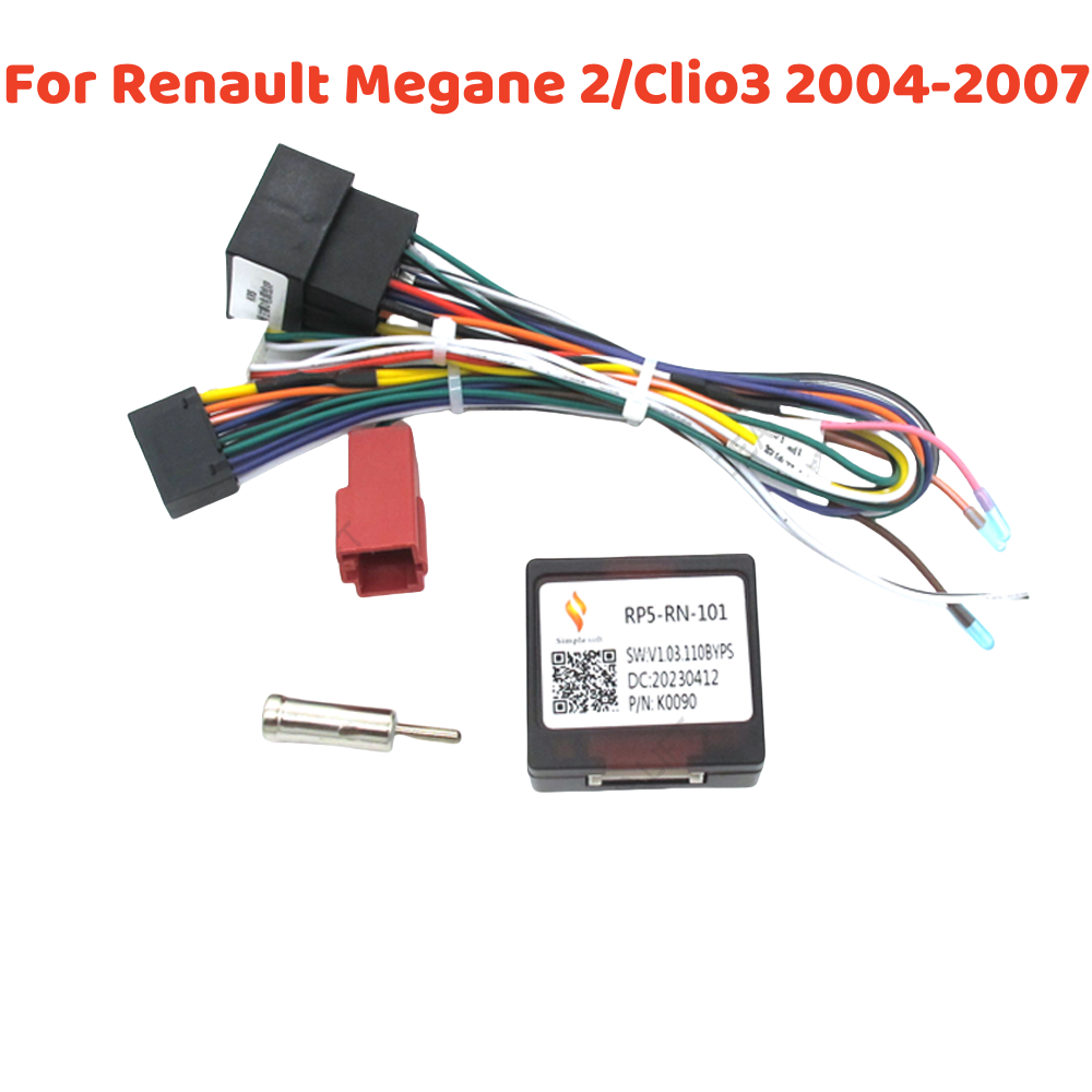 16-pinowy dla RENAULT Megane 2 Clio 3 2004 - 2007/ Laguna 3 2007 Odtwarzacz Android Kabel zasilający Adapter audio Zestaw wykończenia deski rozdzielczej Panel Facia