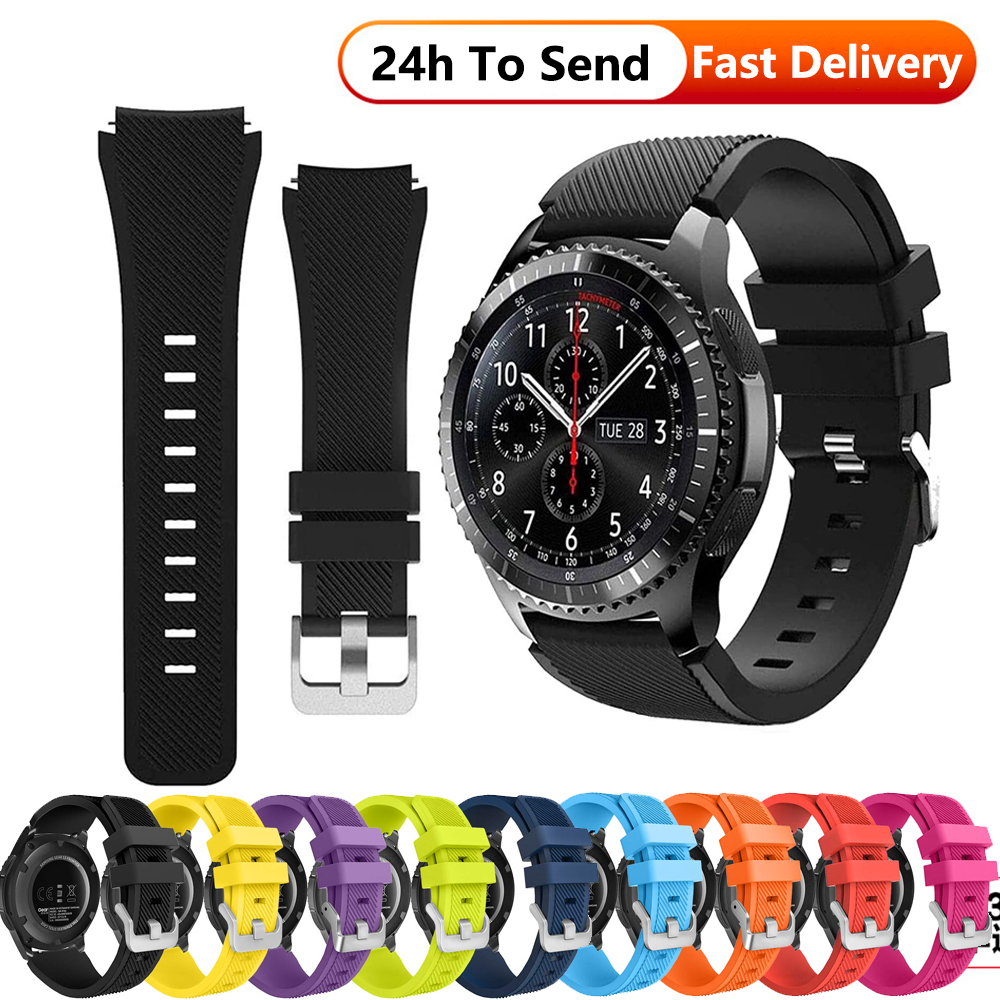 Pulseira de relógio de silicone para Samsung Galaxy Watch, Gear S3 Frontier, Huawei Watch GT, 2, 3, 2e, pulseira inteligente, 46mm, 45mm, 22mm