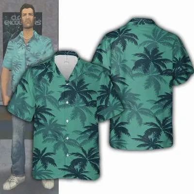 Camisa informal de flores hawaianas para hombres, camisas casuales de moda con estampado de árbol de coco en 3D, camisas de vacaciones diarias, ropa Unisex Y2k