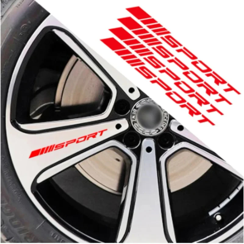 Moda 4 piezas pegatinas de coche llantas de ruedas carreras deportivas DIY rayas pegatinas decorativas emblema estilo de coche coche SUV camión Accesorios