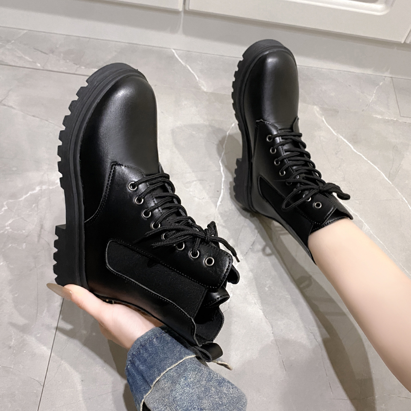 2024 Lente Nieuwe Damesschoenen Comfortabele Mode Laarzen Dames Korte Laarzen Mid-Hak Dikke Hak Ronde Neus Chelsea Laarzen
