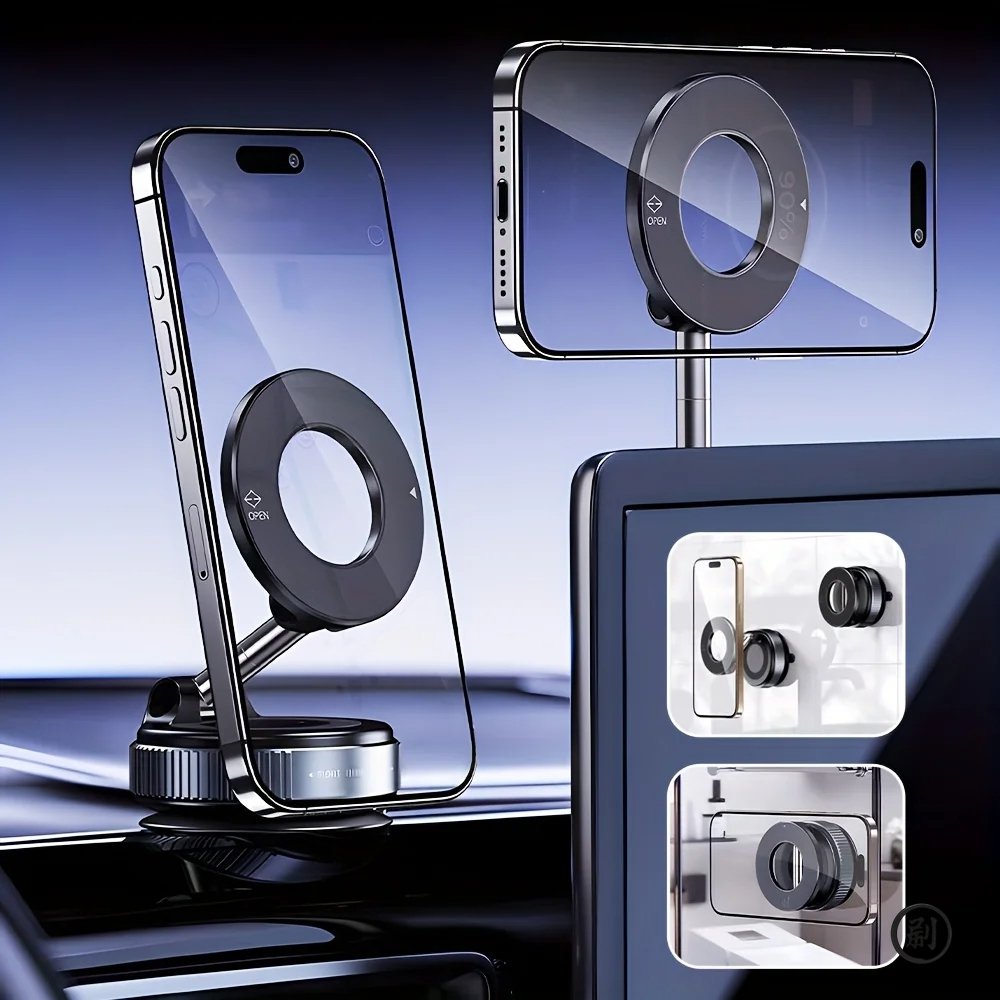 Soporte magnético fuerte para teléfono de coche Diseño plegable 360 °   Soporte de vacío ajustable para coche/escritorio/baño/uso universal