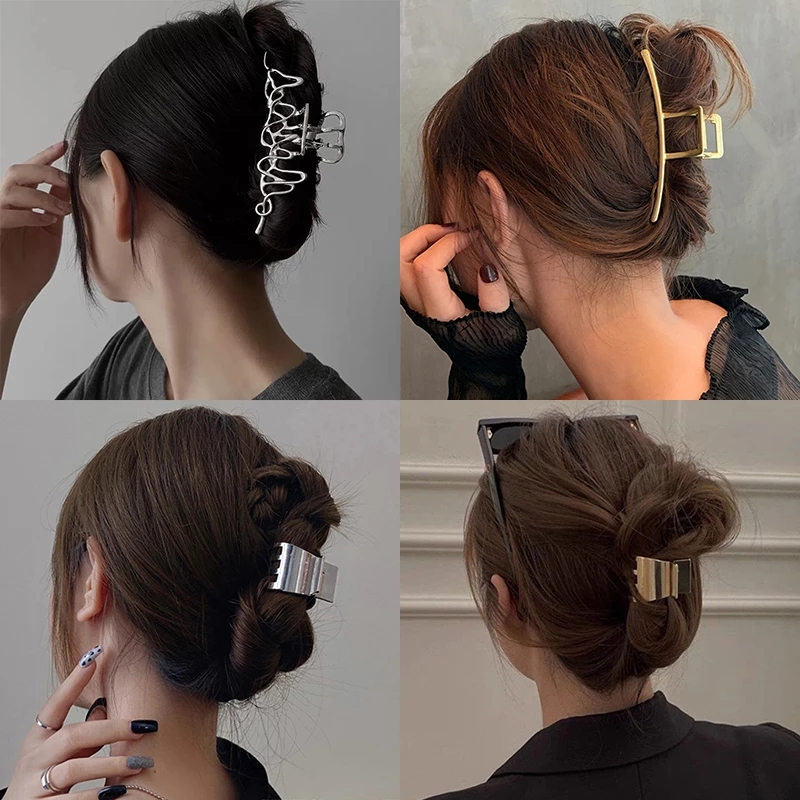 Artiglio per capelli in metallo irregolare alla moda Fermagli per capelli vintage Forcina per granchio Semplici mollette geometriche Fascia per capelli Accessori per capelli Copricapo