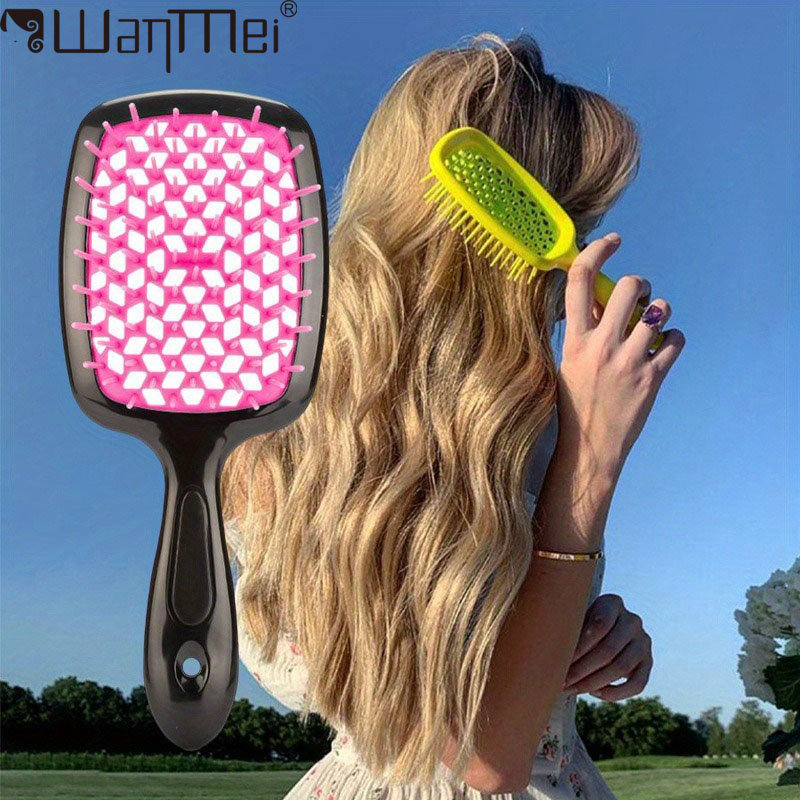 WANMEI エアクッションコームプラスチックマッサージ帯電防止ドライウェットカーリーヘア中空ヘアブラシ理髪スタイリング理髪も