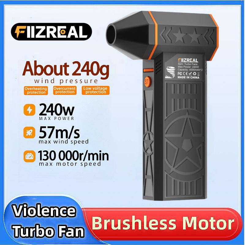 Ventilador Turbo Sem Escovas Fiizreal X50 240W 57m/s Bateria Dupla 8000mAh Bico Magnético Tipo-C 15W