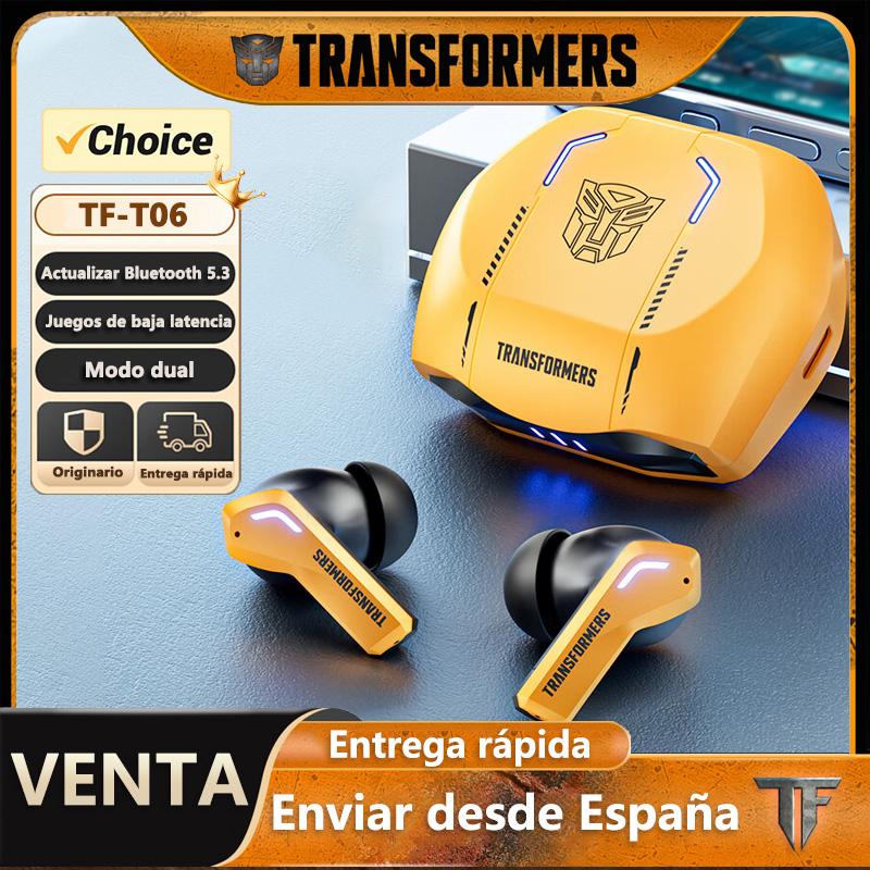 Ees-Delivery หม้อแปลงไฟฟ้า TF-T06หูฟังเล่นเกมไร้สาย, หูฟังบลูทูธ V5.3ลดเสียงรบกวนหูฟังเพลงเล่นเกม