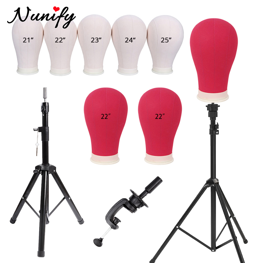 Nunify głowa manekina stojak na perukę różowy różowy 22 "głowica płócienna 21-25" stojak na głowę peruki regulowany stojak trójnóg peruki dokonywanie narzędzi wystawowych