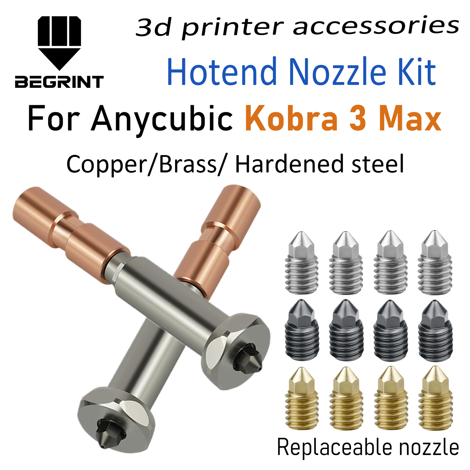 Dysza Miedziana Mosiężna Stal Hartowana Zamiennik Dyszy Głowicy Drukującej Do Anycubic Kobra 3 Max Combo Akcesoria