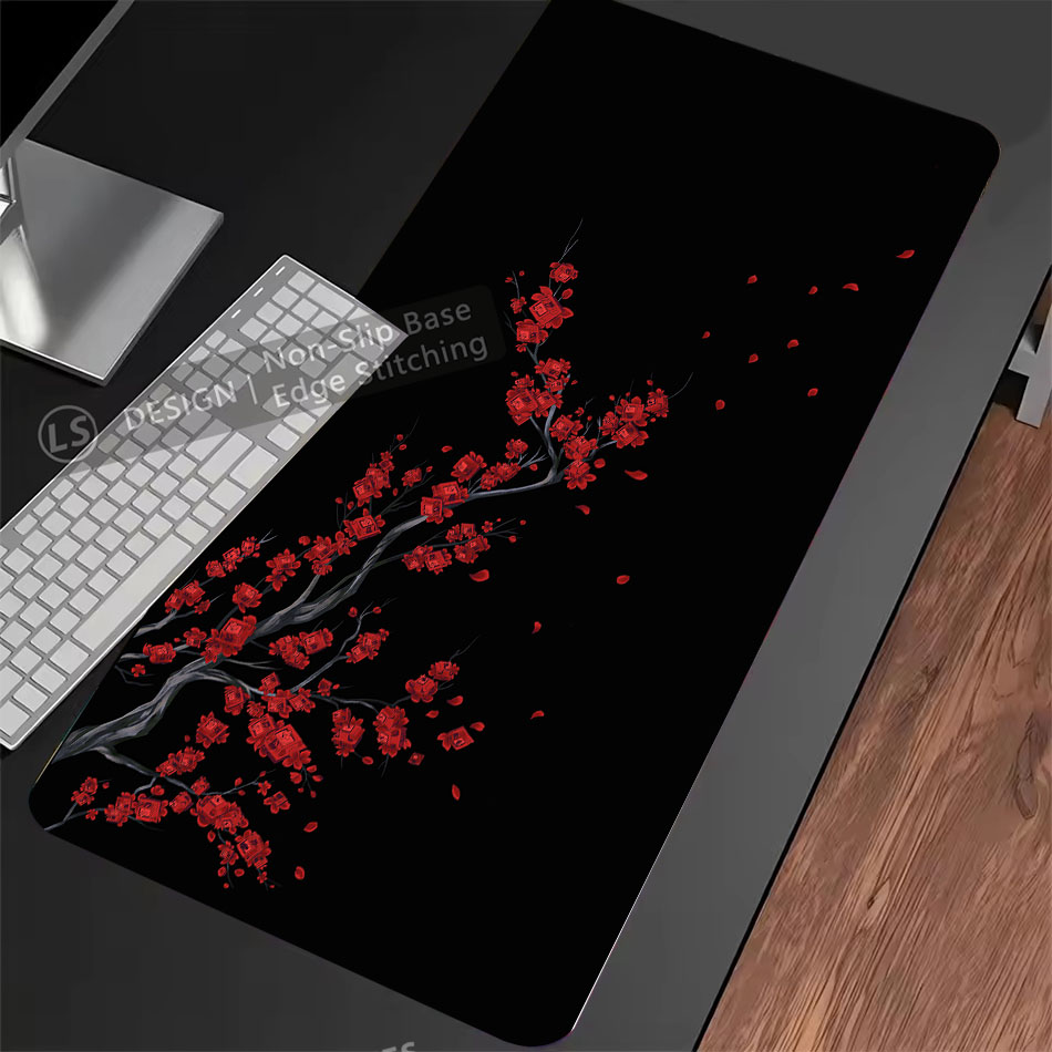 Alfombrilla de ratón japonesa Sakura para juegos Xxl, varios colores, portátiles, alfombrilla de ratón con flor de cerezo, alfombra de oficina, teclado para jugadores, escritorios de ordenador