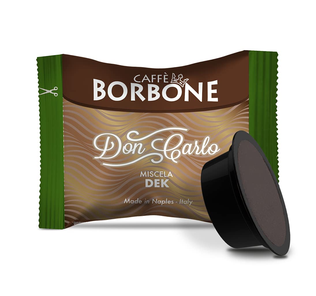 Café Don Carlo Bourbon, Mezcla descafeinada - 100 cápsulas - Compatible con máquinas domésticas Lavazza * Mio *