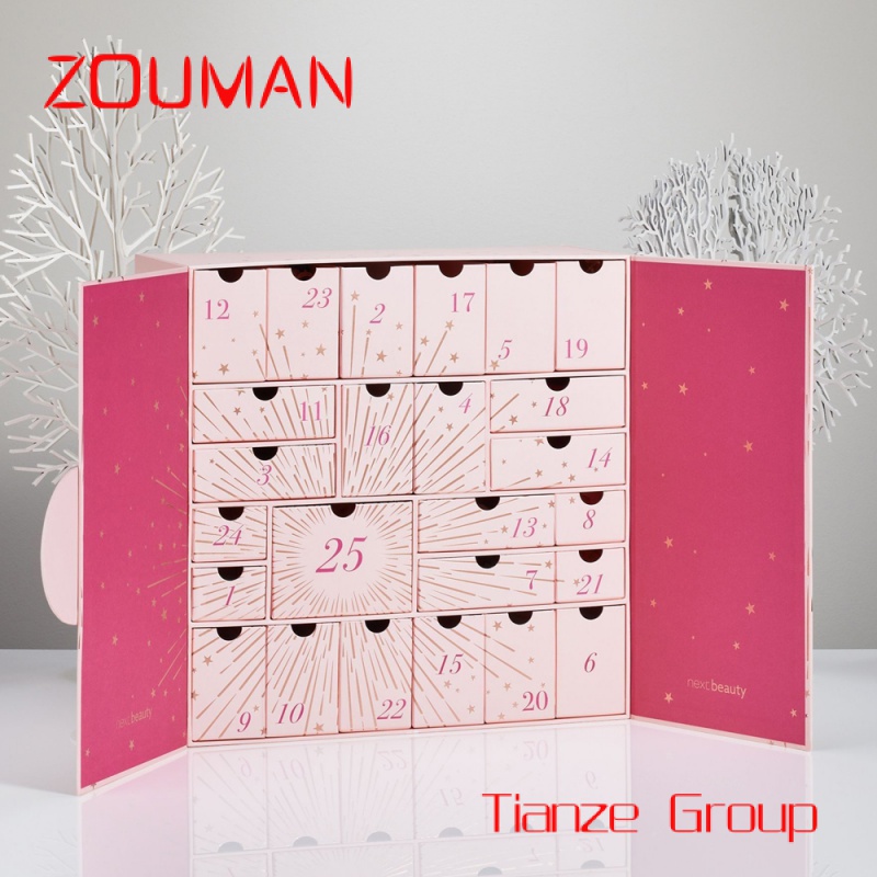 Caja de calendario de adviento de maquillaje, embalaje de belleza vacío, Impresión de logotipo personalizado, regalo de 25 días, venta al por mayor