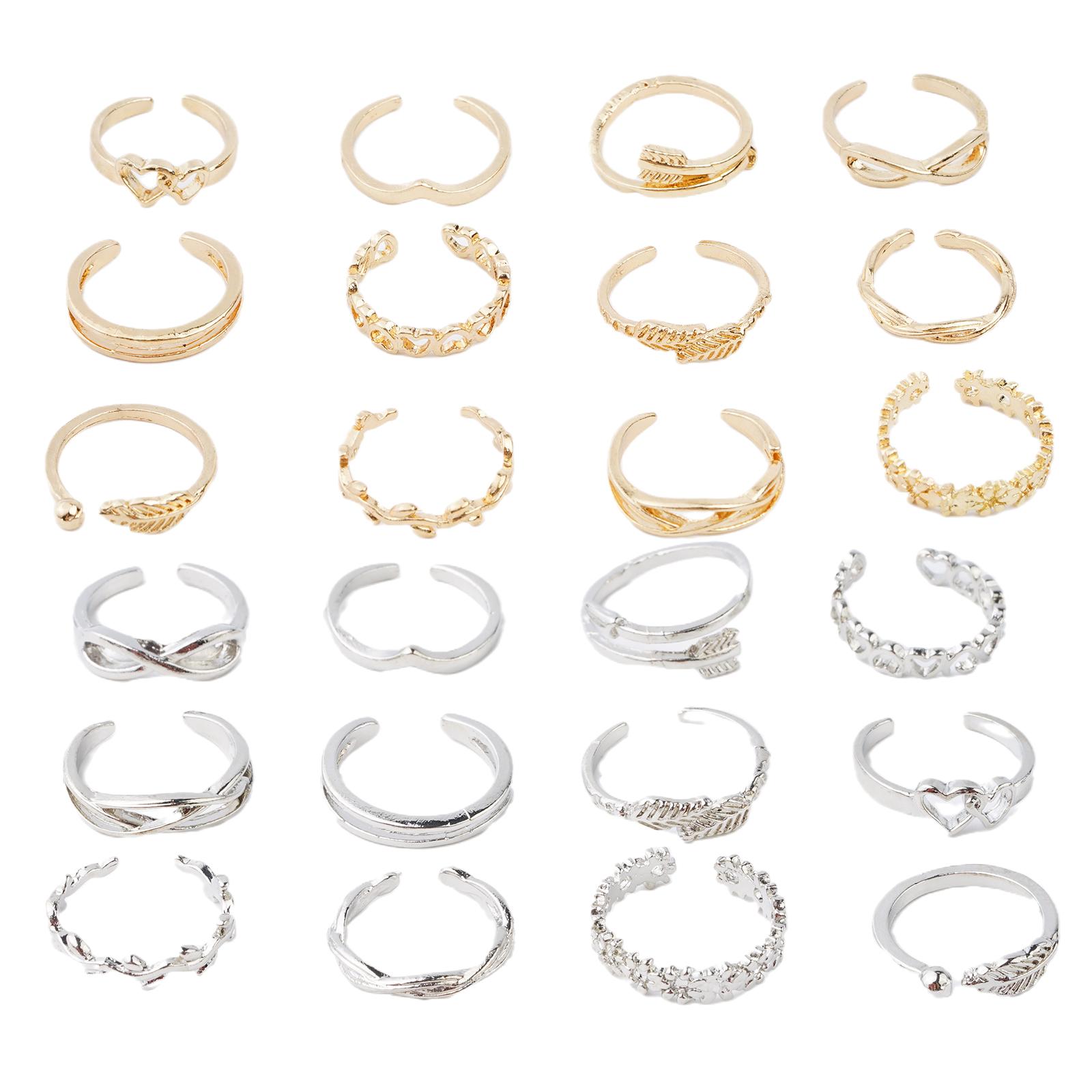 12 stücke Kappe Damen Einstellbare Zehen Ringe Sommer Mode Fuß Strand Offene Barfuß Finger Ringe Nette Herz Feder Schmuck