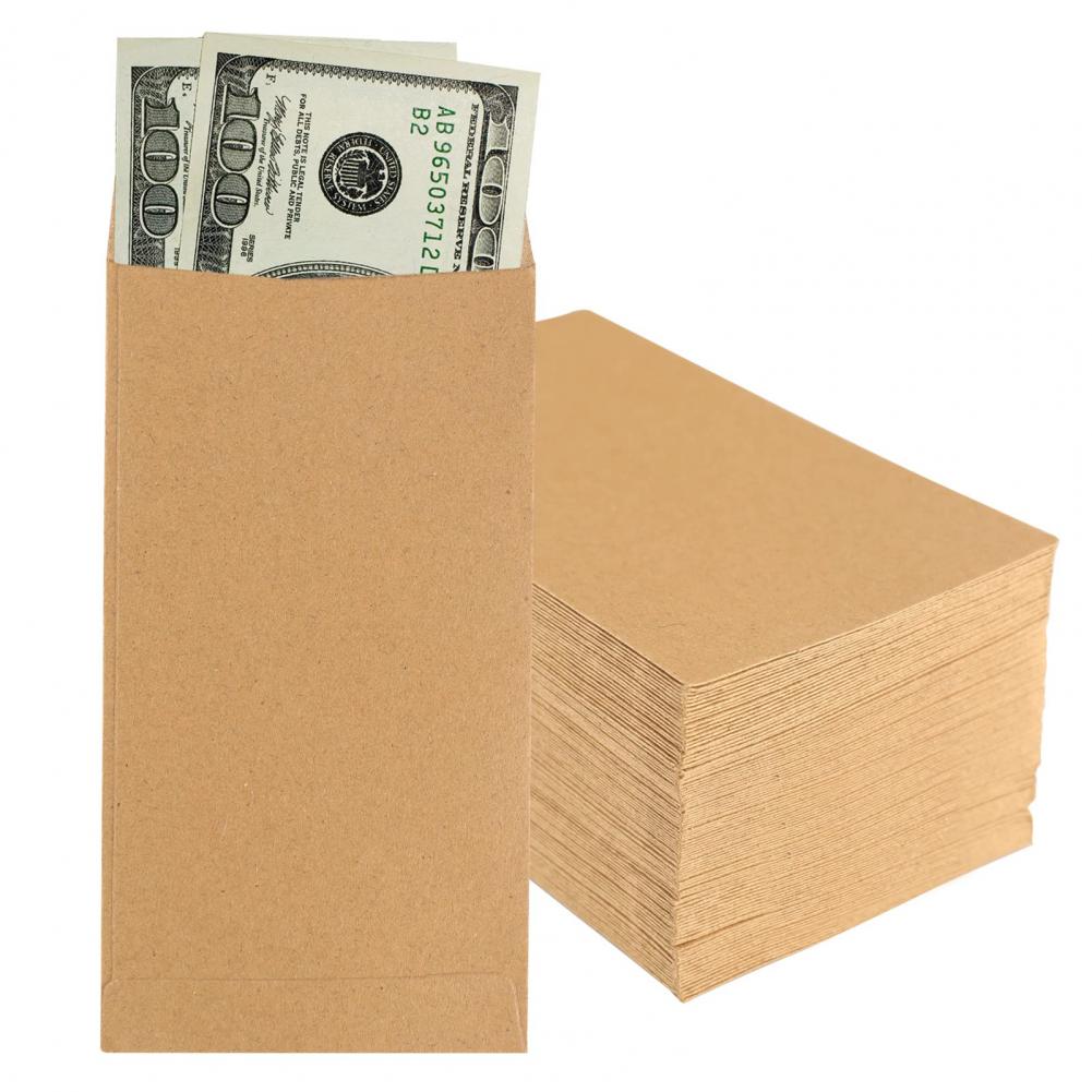 50Pcs Cash Envelopes Money Container Ultra-Thin DIY Coin Storage Envelopes Cash Storage Bags Kraft Paper Coin Cash Pouches