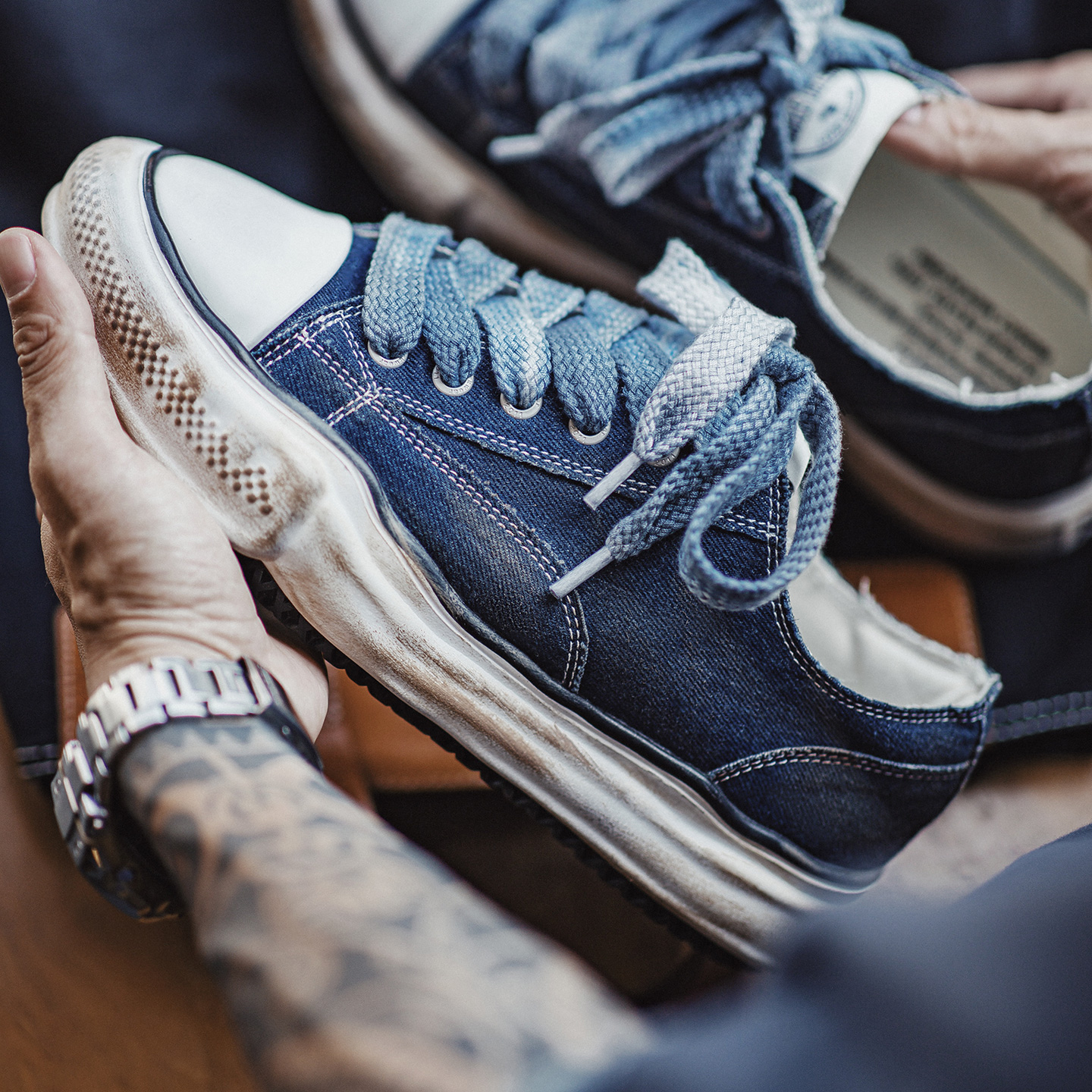 Zapatillas Deportivas Retro Americanas para Hombre, Marca Maden, de Lona Vaquera Lavada, con Suela Gruesa y Amortiguada, para un Estilo Urbano de Verano
