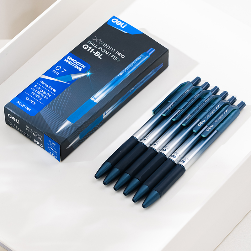 Шариковая ручка Deli, 12 шт., гелевая ручка, гладкое письмо, 0,35 мм, 0,5 мм, 0,7 мм, тонкие чернила, черные, синие чернила, школьные принадлежности, канцелярские принадлежности