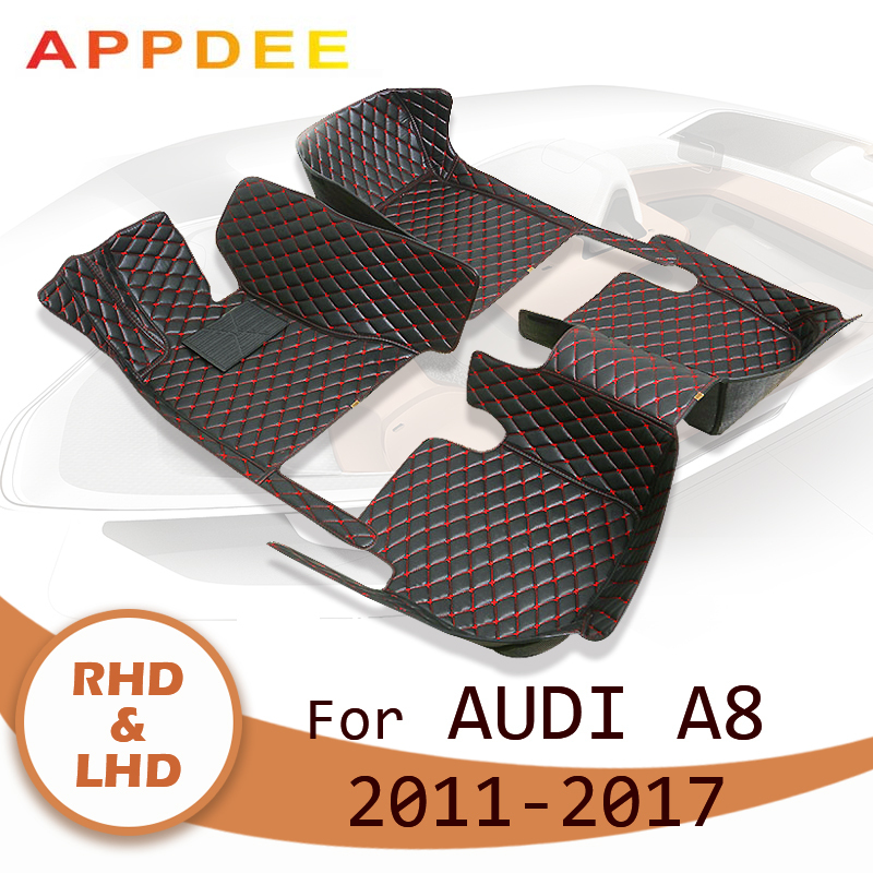 Tapis de sol de voiture APPDEE pour AUDI A8/A8L (4 places, 12 cylindres) 2011 2012 2013 2014 2015 2016 2017, tapis de sol auto sur mesure