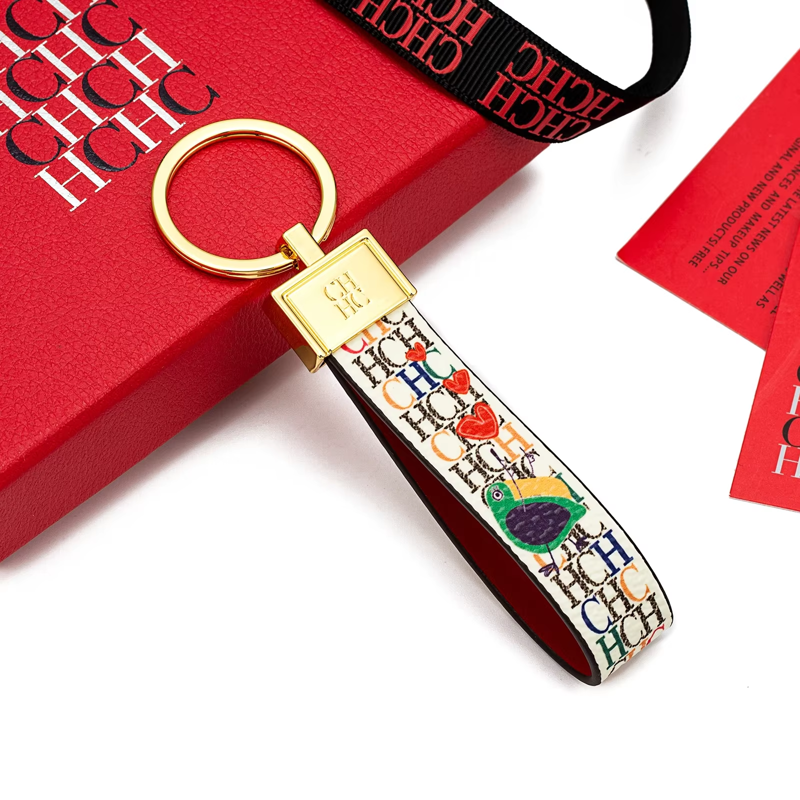 LLavero de cuero de alta gama CH Niche, diseño de impresión único, llavero de moda, regalos de estilo simples y exquisitos