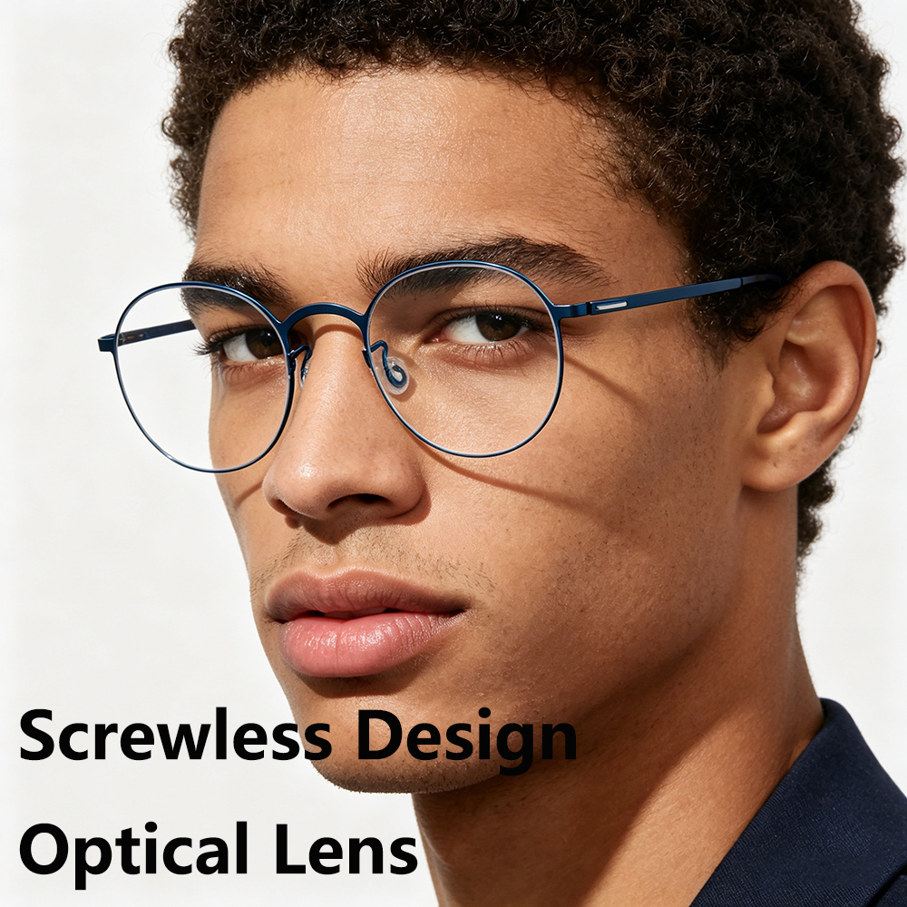 Montura de gafas redondas clásicas, diseño sin tornillos, gafas para hombre y mujer, gafas con montura fina ultraligeras, estilo Vintage de marca a la moda