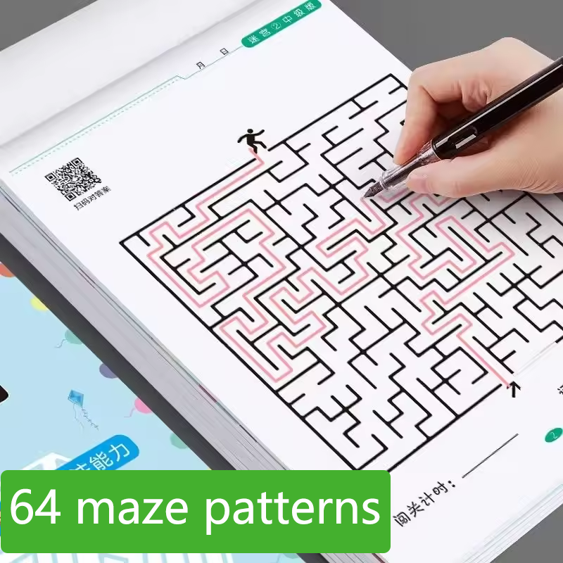 64 maze challenge game book student concentration training intelligence development puzzle children spatial thinking maze game