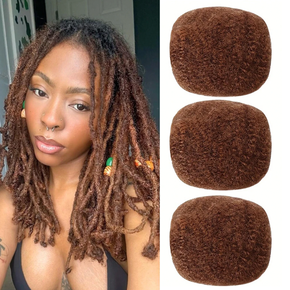 Cabelo humano em massa afro kinkys para extensões dreadlock loc reparação trança torção apertada # 30 cor marrom 30 gramas/pacote 8 polegadas