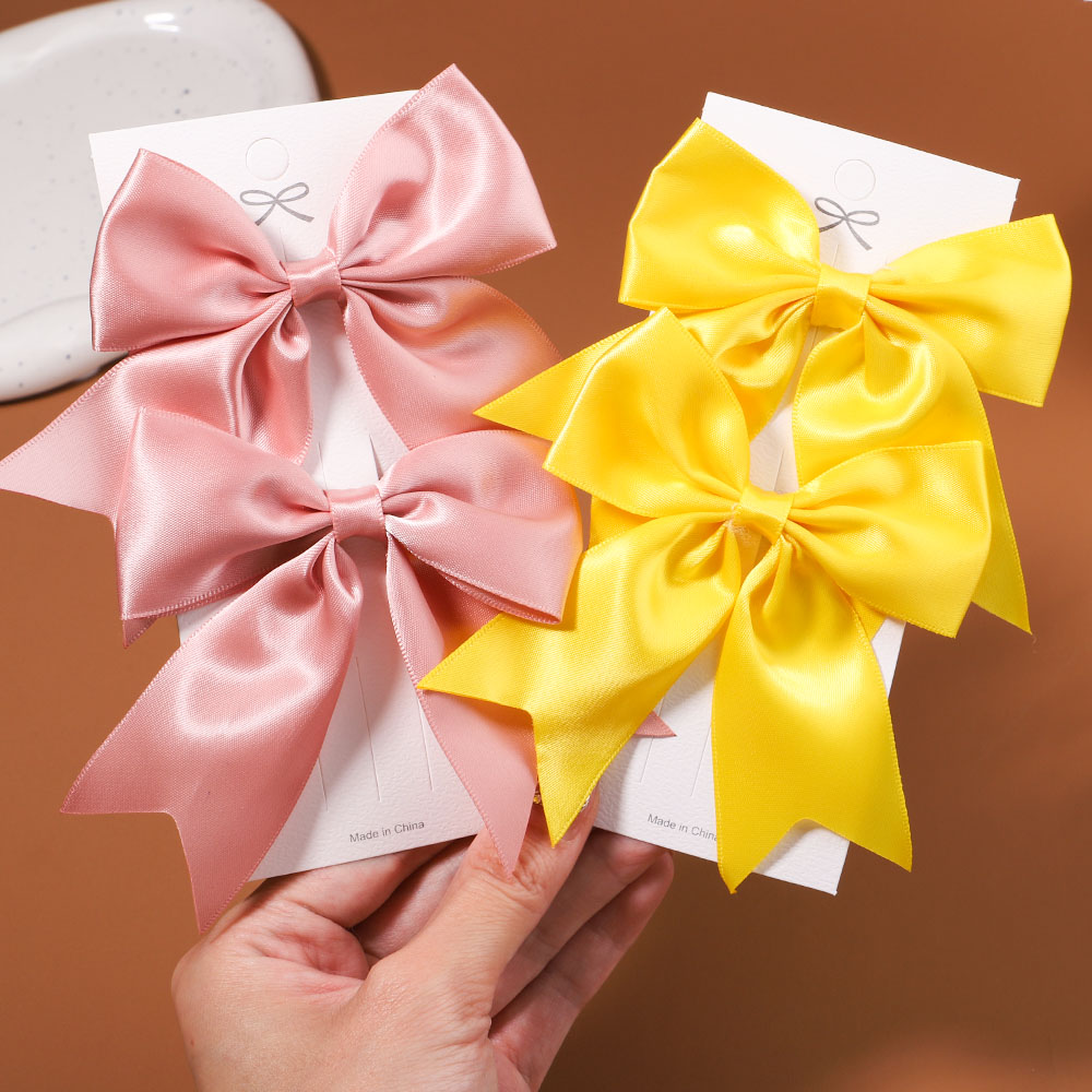 2 unids/set cinta delicada lazos de alegría pinza para el cabello para niños pasadores de horquillas de Color sólido sombreros hechos a mano accesorios para el cabello de niña