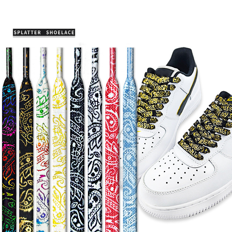 1 paar Vergulden Platte Schoenveters Sneakers veters voor schoenen handgeschilderde Sport Casual Basketbal Tennis Schoenveter lengte 120/140/160 cm