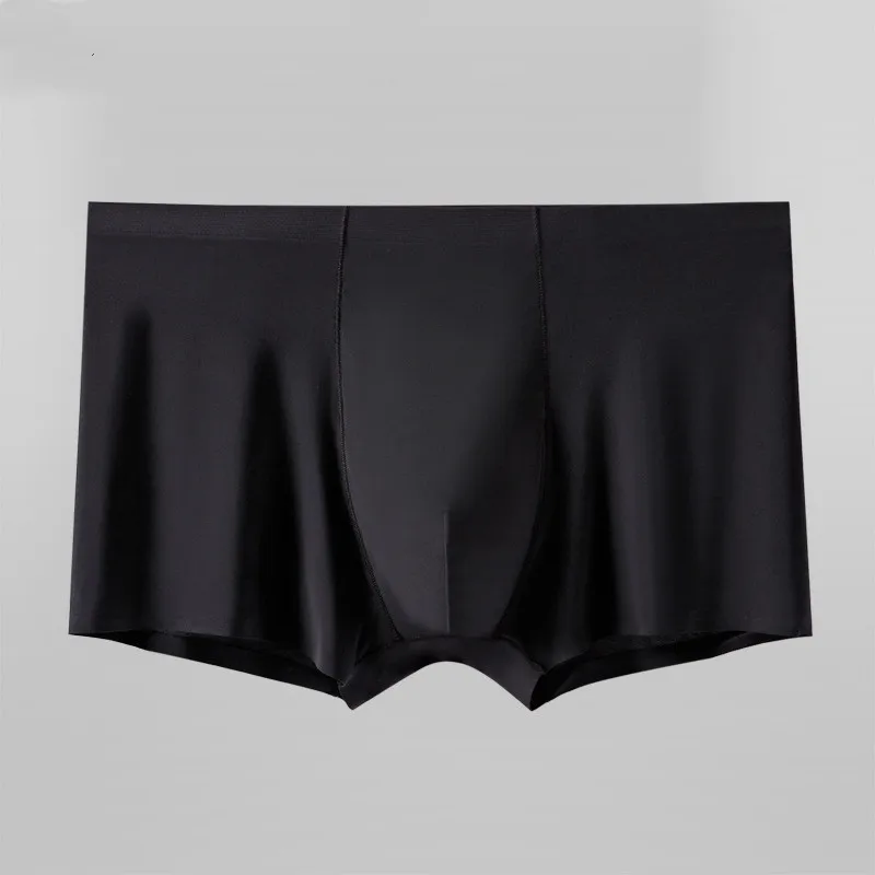 L-XXXL Nahtlose Eisseide Boxershorts für Männer Einfarbige Herren-Unterhose Ultra Dünne Sexy Unterwäsche Sommer Coole Trunk Shorts