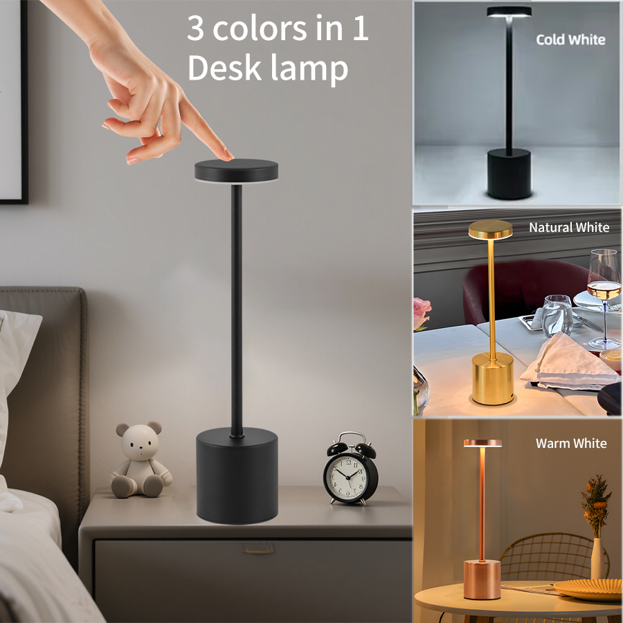 3 cores em 1 lâmpada led candeeiro de mesa interruptor toque tipo c recarregável cabeceira luz da noite portátil para clube bar sala decoração ambiente