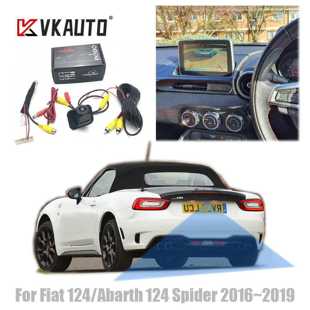 Камера заднего вида VKAUTO Fish Eye для Fiat 124/Abarth 124 Spider 2016~2022, совместимая с заводской системой, камера для парковки и заднего хода.