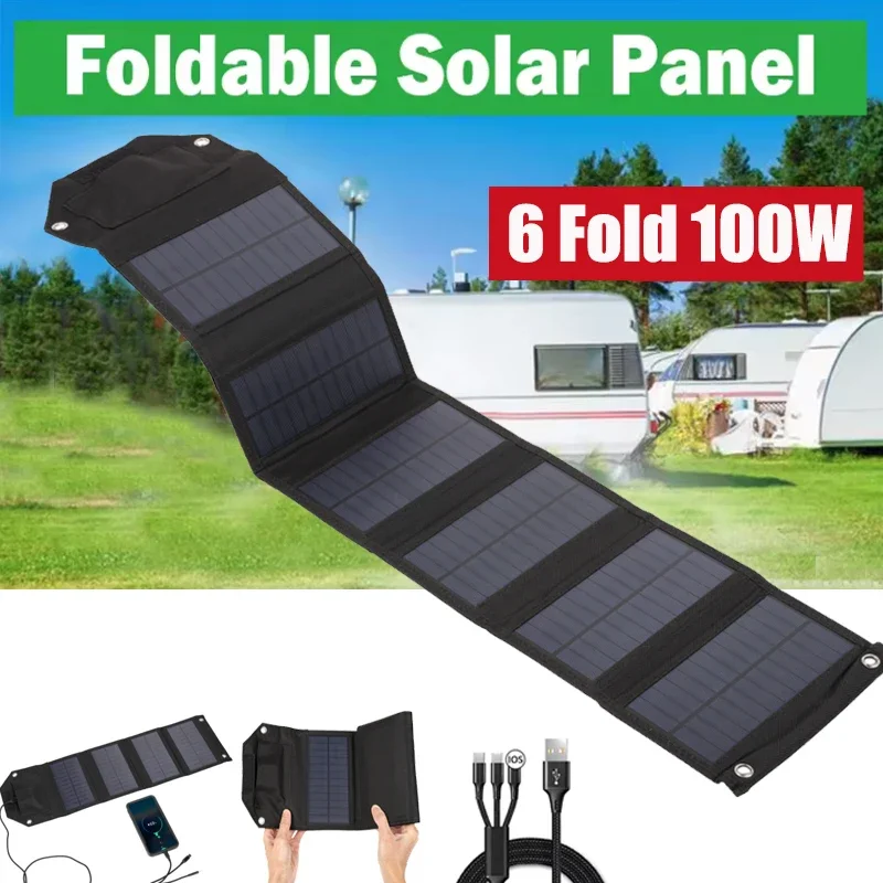 4-fach / 5-fach / 6-fach faltbares Solarpanel 5V USB Wasserdichtes tragbares Ladegerät für Handy Powerbank Outdoor Camping