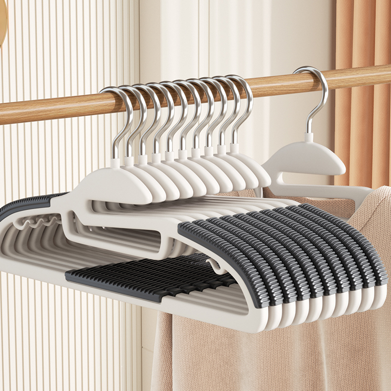 Colgador doméstico multifuncional en seco y húmedo, color negro/naranja/gris, adecuado para colgar ropa, dormitorio, armario, antideslizante, 10 Uds.