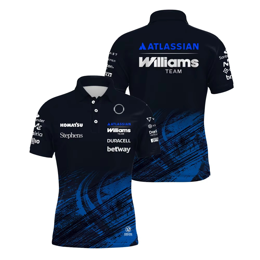 Nuova Polo Williams Racing 2026 Carlos Sainz 55 Alex Albon 23, T-shirt Sportiva da Esterno ad Asciugatura Rapida, Polo Casual da Uomo Taglie Forti