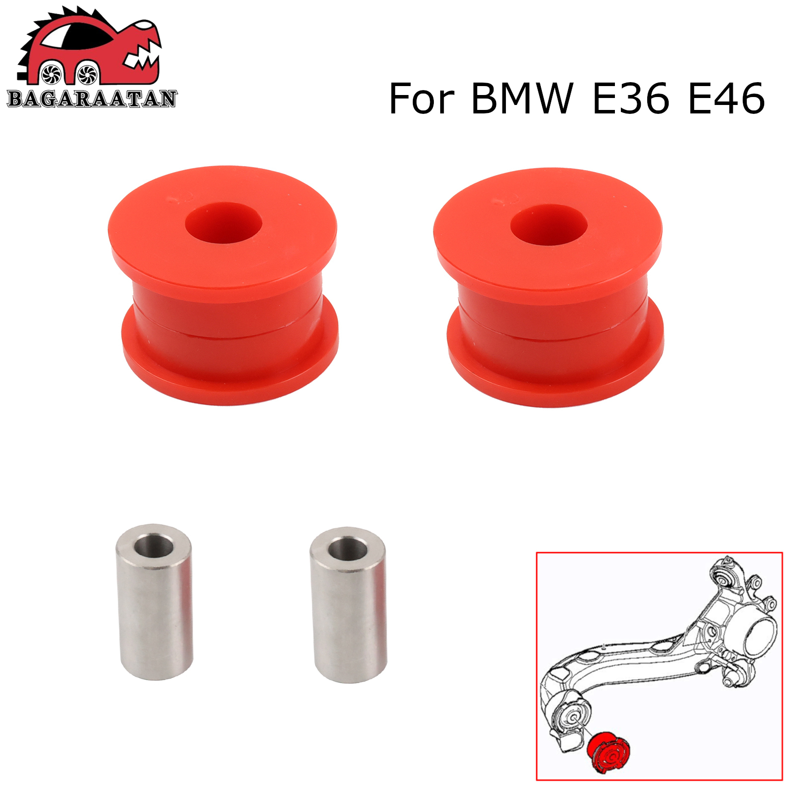 Bushing Lengan Belakang Pengganti Poliuretan untuk BMW E36 E46 X3 E83 318 323 325 328 M3 Nomor 33322228153 33326757885