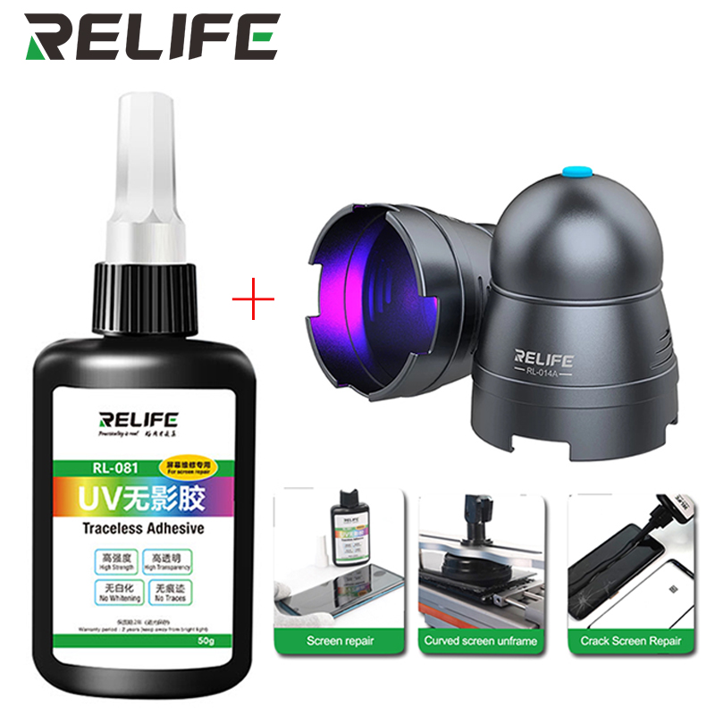 Relife RL-081 uv shadowless cura lâmpada do telefone móvel tela externa reparação de tela rachada tela curvada sem moldura sem bolhas