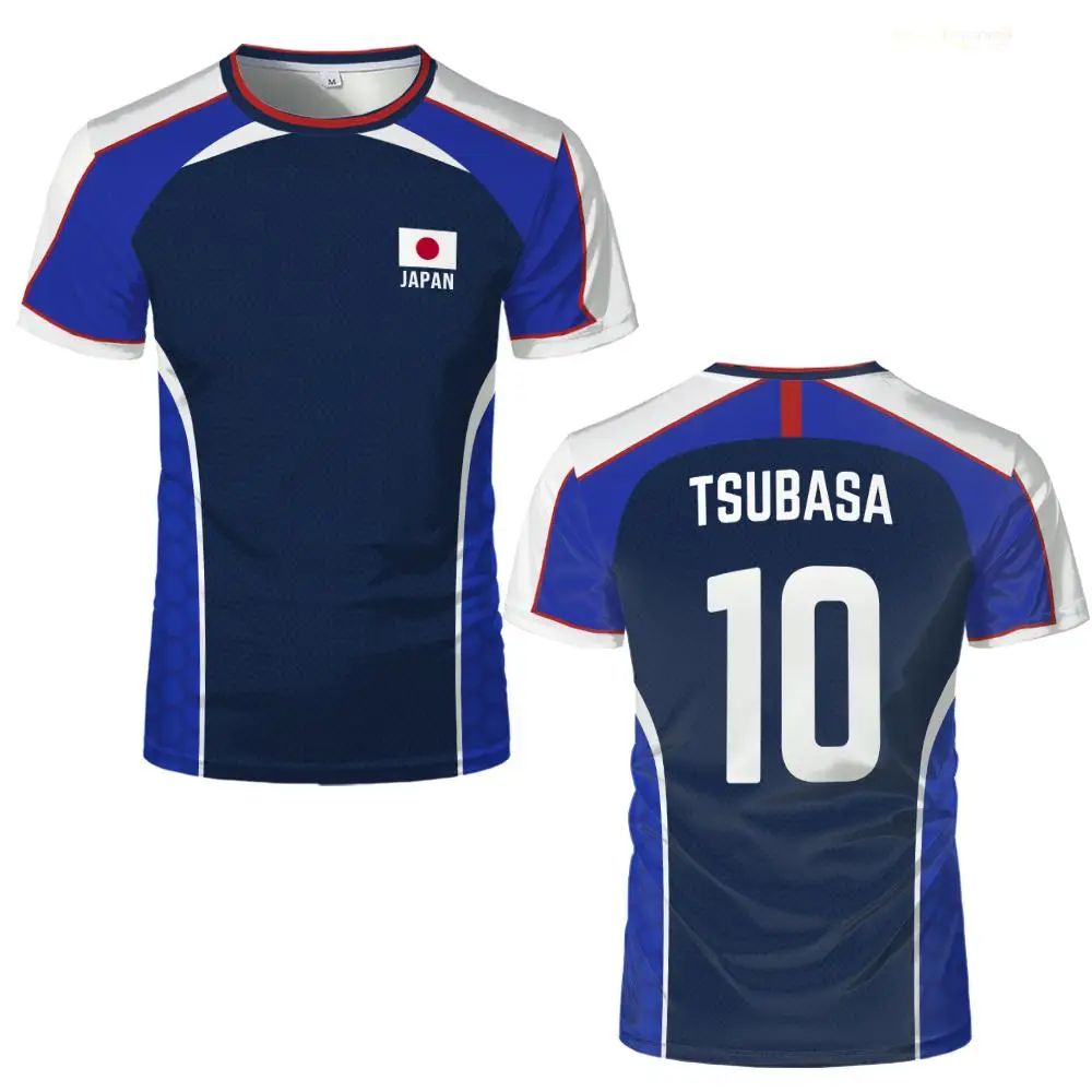 ANIME CAPTAIN TSUBASA BANDIERA GIAPPONESE JERSEY T-SHIRT sportiva traspirante ad asciugatura rapida PER UOMO E DONNE PUÒ essere TOP PERSONALIZZATO REGALO