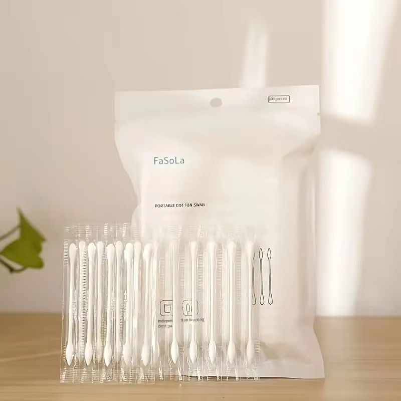 Coton-tige emballés individuellement, 100 pièces, propre, sanitaire, voyage, bâton de papier Portable à Double tête, cosmétique jetable blanc