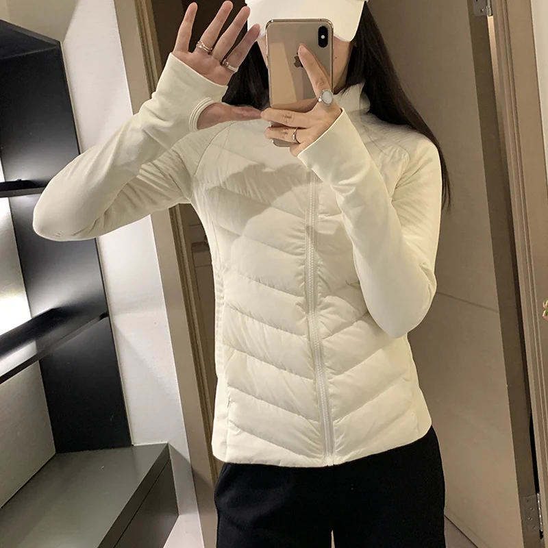 Women's Autumn Winter Lightweight Goose down Jacket Stand up Collar Warm Slim Fit Outdoor Leisure Sports Yoga Coat
