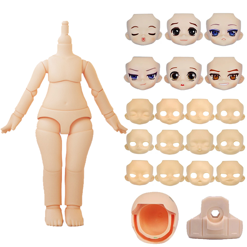 Corps de poupée OB11 blanc Normal + tête + visage, articulations mobiles de 10Cm, accessoires de maquillage remplaçables pour tête Obitsu 11Gsc