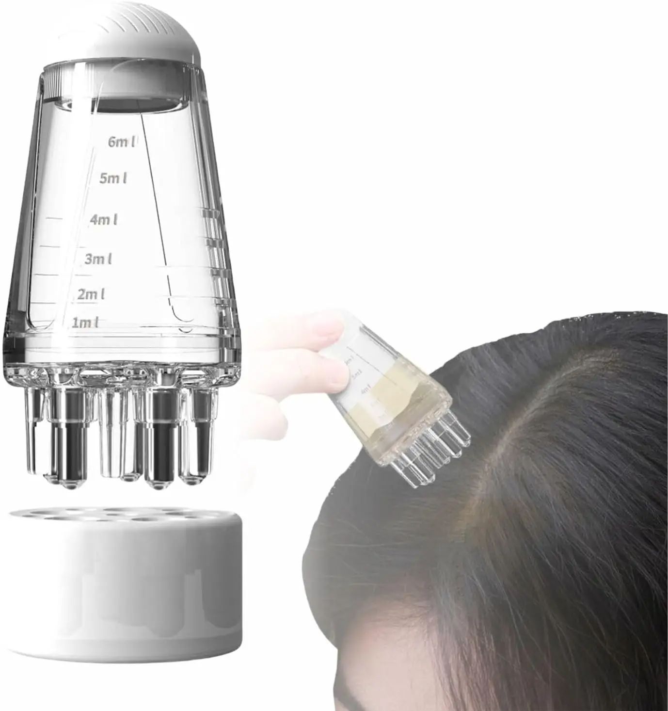 Aplicador de aceite para el cabello: peine para masaje del cuero cabelludo, cepillo de sueros esenciales para el cuidado del cabello, masaje de relajación, 6 ml, 1 pieza