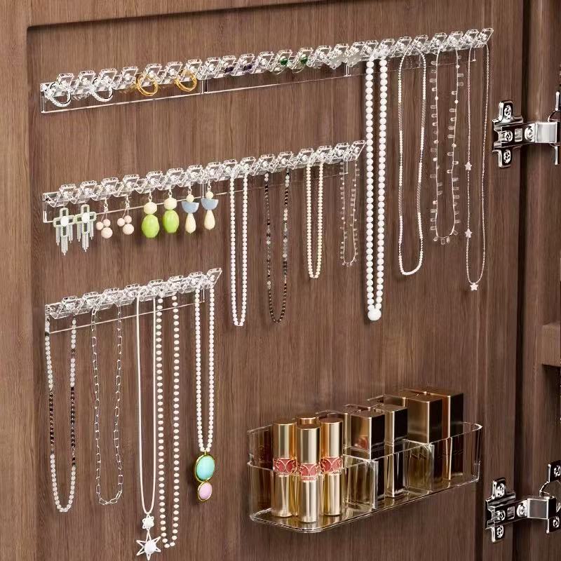 Rack de armazenamento de colar, pulseira e brincos com 8 ganchos, rack de exibição de joias montado na parede anti-emaranhado 3/6/12/18 peças