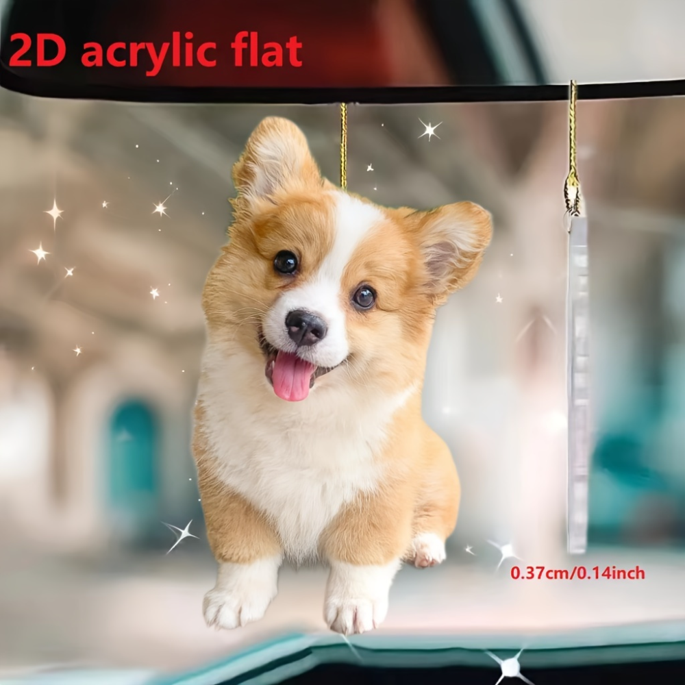 Śliczny pies Corgi akrylowy wisiorek wszechstronny urok brelok z szczeniem do lusterka samochodowego, plecaków, domu, świątecznej imprezy, prezentu i uniwersalnego wystroju