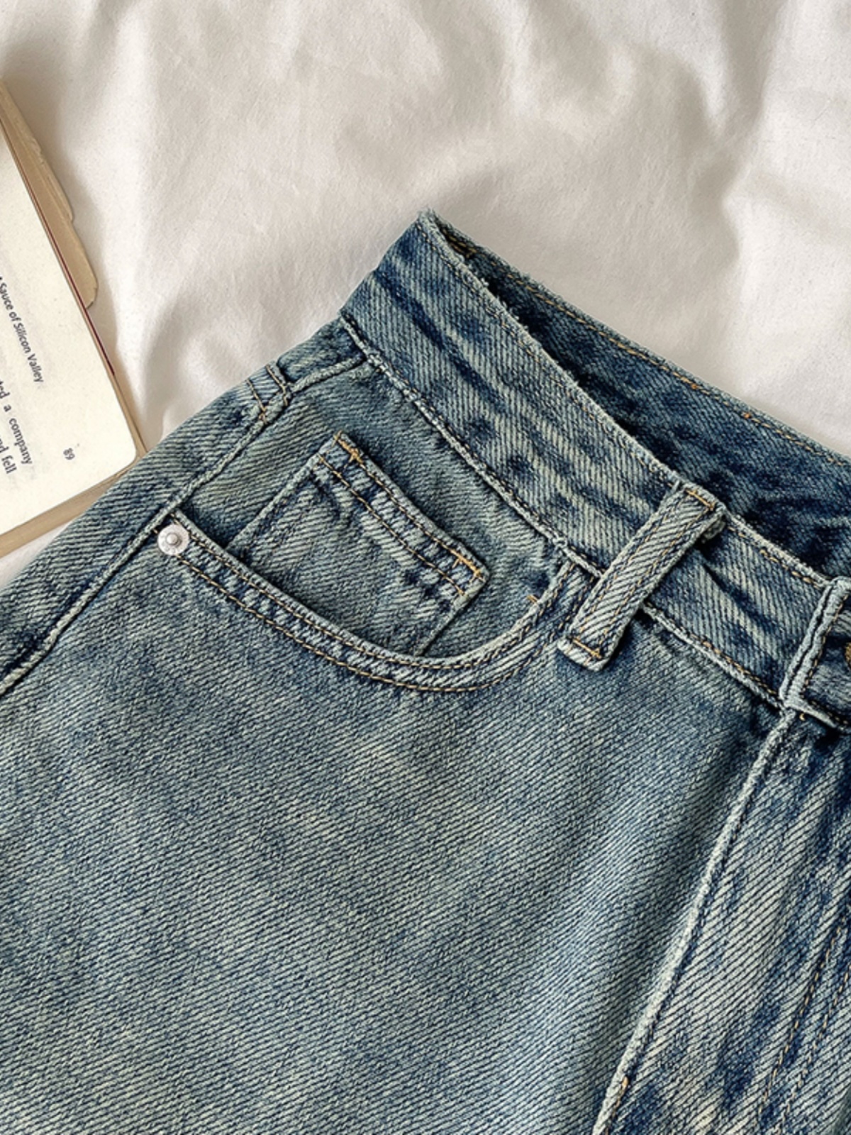 Retro High Waist Loose Leg Jeans Summer New Women's orts Mid-Length Pants Wide Leg Five-Point Casual Jeans for Small Figures