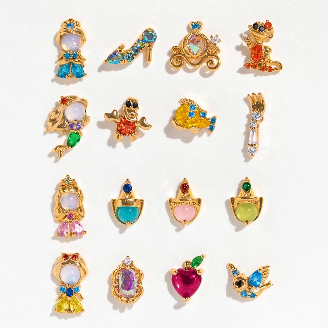 Neue ins Nette Cartoon Prinzessin Ohrringe Set Für Frauen Mädchen Mode Vintage Bunte Zirkon Stud Ohrring Großhandel Schmuck Geschenk
