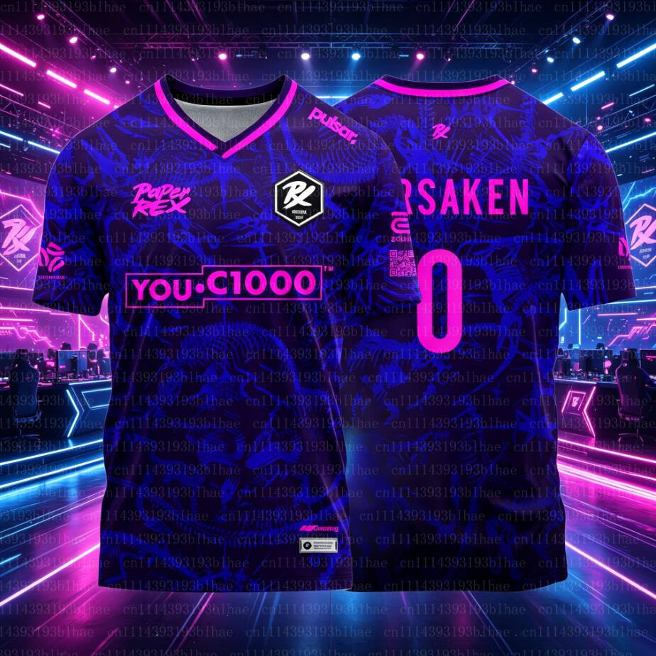 Magliette 26/27 Paper Rex Valorant per Uomo, Uniforme Squadra Esports PRX, Jersey F0RSAKEN, Abbigliamento Gaming Streetwear Casual, T-shirt Traspiranti Estive