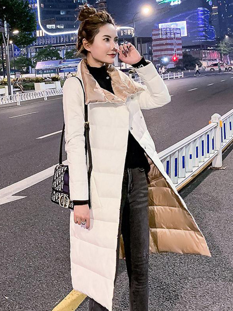 Ftlzz-女性用両面フォールジャケット,2022秋冬,超軽量ホワイトダックダウンコート,暖かいパーカー,防風アウター,90%